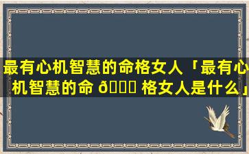 最有心机智慧的命格女人「最有心机智慧的命 🐈 格女人是什么」